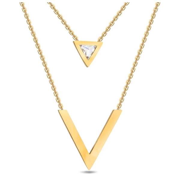 Double V Shape Necklace - Picture 6 of 8